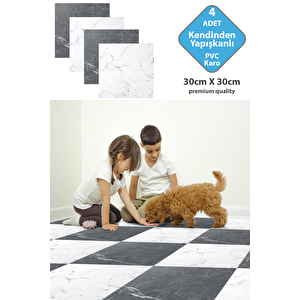 Kendinden Yapışkanlı Modern Tasarım Mutfak Banyo Zemin Duvar Kaplama 30cm×30cm(4'lü Paket)