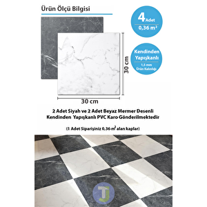 Kendinden Yapışkanlı Modern Tasarım Mutfak Banyo Zemin Duvar Kaplama 30cm×30cm(4'lü Paket)