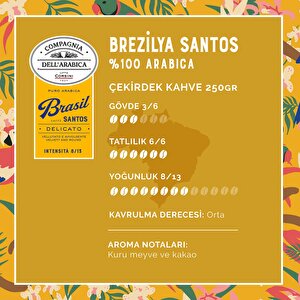 Brezilya Santos %100 Arabica Çekirdek Kahve 250gr