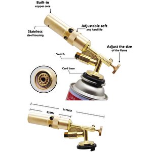 Çakmaklı Metal Pürmüz Kafası Kamp Gazı Seti Piknik Kamp Mangal Mutfak için 400ml Gaz ve  Başlık
