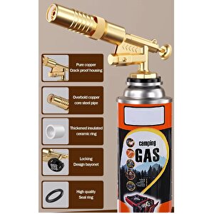 Çakmaklı Metal Pürmüz Kafası Kamp Gazı Seti Piknik Kamp Mangal Mutfak için 400ml Gaz ve  Başlık