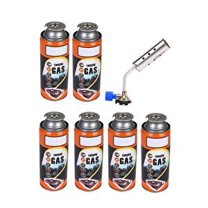 Tamirci Kaynakcı Şalama Pürmüzü Yüksek Alevli Metal Kafa Pürmüs Torch 5li Kamp Gaz Seti 400ml Meşale