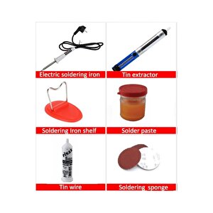 30w Kalem Havya Seti Lehim Makinası Pompa Pasta Zımpara Lehim Standı 6 Parçalı Set
