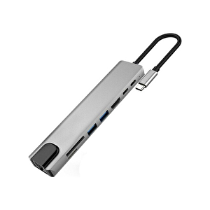 8 In 1 Type-c Usb 3.0 Hub Hdmi Ethernet Mikro Sdtf Otg Adaptörü