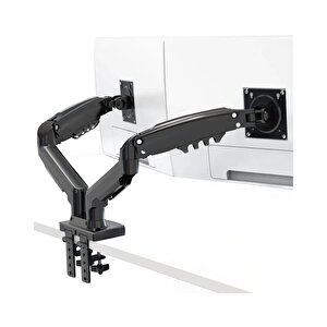 Mnt02 F160 17''-27'' Amortisörlü Çift Kol Lcd - Led Monitör Tutucu Askı Aparatı