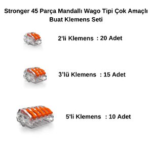 45 Parça Mandallı Wago Tipi Çok Amaçlı Buat Klemens Seti