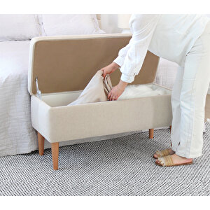 Glend Sandıklı Bench Puf - Krem