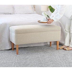Glend Sandıklı Bench Puf - Krem