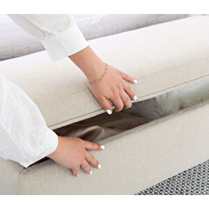 Glend Sandıklı Bench Puf - Krem