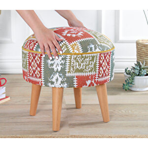 Rugrev Kilim Puf - Beyaz