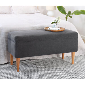 Glend Sandıklı Bench Puf - Gri