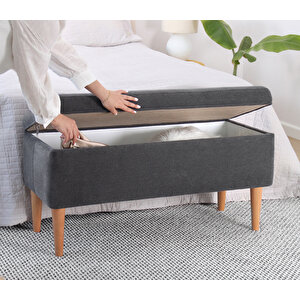 Glend Sandıklı Bench Puf - Gri