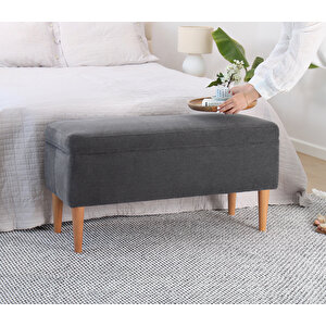 Glend Sandıklı Bench Puf - Gri