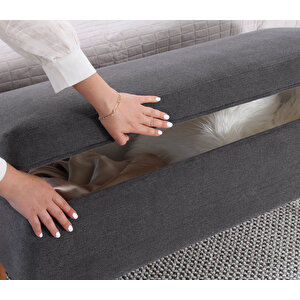 Glend Sandıklı Bench Puf - Gri