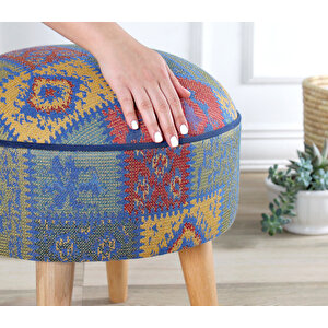 Rugrev Kilim Puf - Mavi