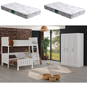 Fonksiyonel Ranza, Soft Ranza Karyola Masa 3 Kapaklı Gardırop + 2 Adet Comfort Yatak