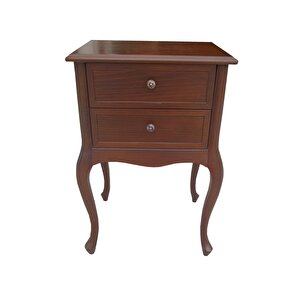 Komodin 17938 Klasik Model Kayın Aslan Lükens Ayak 2çek Parlak Ceviz Eskitme Kulp
