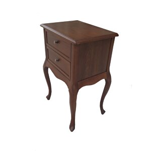 Komodin 17938 Klasik Model Kayın Aslan Lükens Ayak 2çek Parlak Ceviz Eskitme Kulp