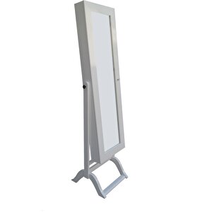 Ayna 18080 Takı Dolap Boy Ahşap Beyaz Lake Nature Mdf İçinde Aksesuar El Yapım