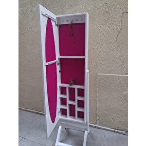 Ayna 18080 Takı Dolap Boy Ahşap Beyaz Lake Nature Mdf İçinde Aksesuar El Yapım