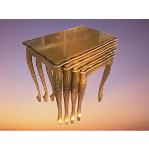 Zigon St 17936 Klasik Model Sehpa Parlak Gold Renk Kayın Aslan Oyma Ayak El Yapım