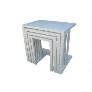 Zigon 18081 Ilgz C Model Tekerlek Kayın Ayak Mdf Tabla Parlak Beyaz Lake El Yapım