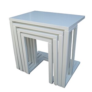 Zigon 18081 Ilgz C Model Tekerlek Kayın Ayak Mdf Tabla Parlak Beyaz Lake El Yapım