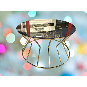 Brc 18066 Orta Sehpa Cadde Model Siyah Düz Temper Cam Metal Altın Renk Kaplama