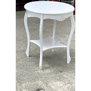 Fiskos 18023 St Oyma Klasik Parlak Mdf Tablama Kayın Ayak Parlak Beyaz El Yapım