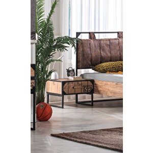 Karyola Ve Komodin 18388 Urlu  Loft Model Metal Yüksek Ayak Eskitme Malzeme İtina Paket