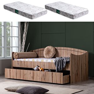 Yavrulu Karyola, Akasya Yavrulu Yatak - Ceviz 2 Adet Comfort Yatak