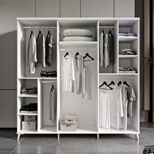 Ücretsiz Montaj Guneystore Oslo 6 Kapaklı Komple Mdf Beyaz Yatak Odası Takımı