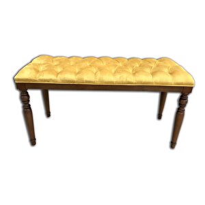 Benc17994 Puf Kapitone Avangart Babyfac Kumaş Sarı Kayın İnce Retro Ayak El Yapım