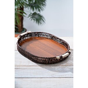 Oval Hasır Sunum Tepsi - 39 Cm