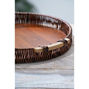 Hasır Yuvarlak Sunum Tepsi - 34 Cm