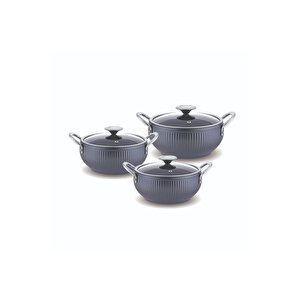 Fms Gm5004 Granit Mercan 3lü Güveç Set Gri