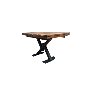 Masa St 17918 Kütük Ağaç Desen Kelebek Metal Çelik Siyah Ayk Ceviz Tabla El Yapım