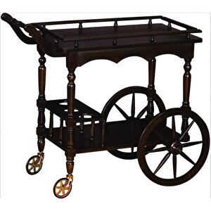 Servis Araba 18067 Büyük Teker Model Kayın Ayak Natüre Ceviz Boya Yemek Dağıt
