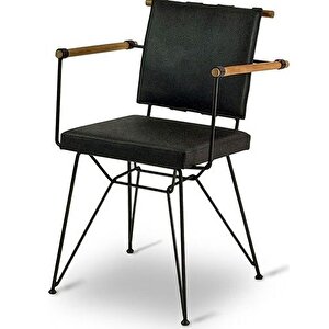 Sandalye 17983 Penyez Klasik Model Metal Siyah Fırn Boya Ve Sunideri Balkon-bahç