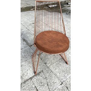 Sandalye 18009 İstanbul Tel Model Metal Rose Kaplam Kiremit Renk Döşeme El Yapım