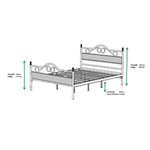 Bitez Metal Karyola 180x200 Arm084 Beyaz + Ceviz