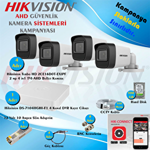 Hikvision Ahd 4 Adet 2 Mp Bullet Güvenlik Kamera Seti