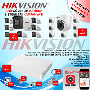 Hikvision Ahd 16 Adet 2 Mp Güvenlik Kamera Seti