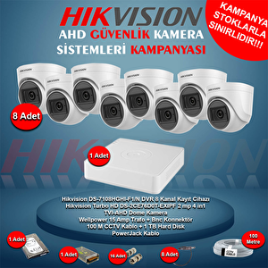 Ahd 8 Adet 2 Mp Dome Güvenlik Kamera Seti