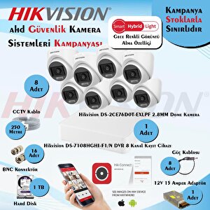 Smart Hybrid Light Ahd 8 Adet Dome Kamera 2 Mp Güvenlik Kamera Seti