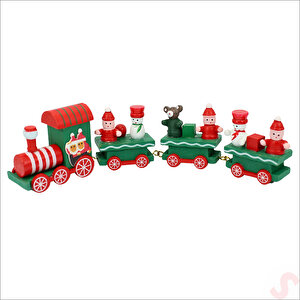 Yılbaşı Dekorasyonu, Ahşap Tren Seti - 22 Cm