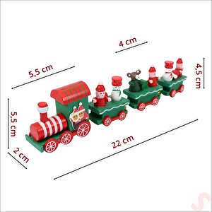 Yılbaşı Dekorasyonu, Ahşap Tren Seti - 22 Cm