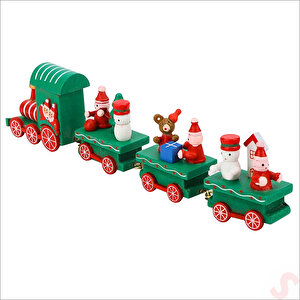 Yılbaşı Dekorasyonu, Ahşap Tren Seti - 22 Cm