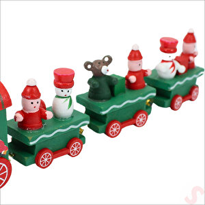 Yılbaşı Dekorasyonu, Ahşap Tren Seti - 22 Cm