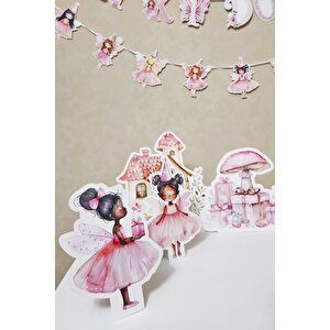 Peri Kızı Temalı Doğum Günü Süsleme Seti Banner Ve Masa Üstü Panolu Balon Zinciri Seti